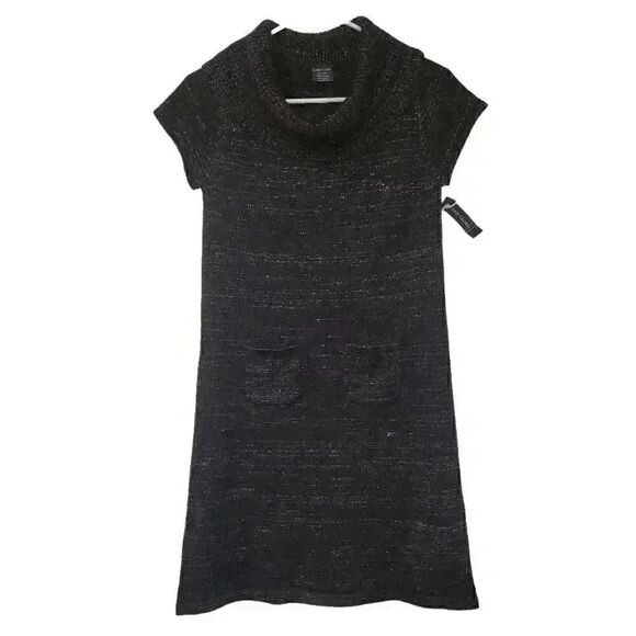 Faded Glory Other - Faded Glory Girl's Black Knit Multi-Color Metallic Cowl Sweater Dress NEW NWT